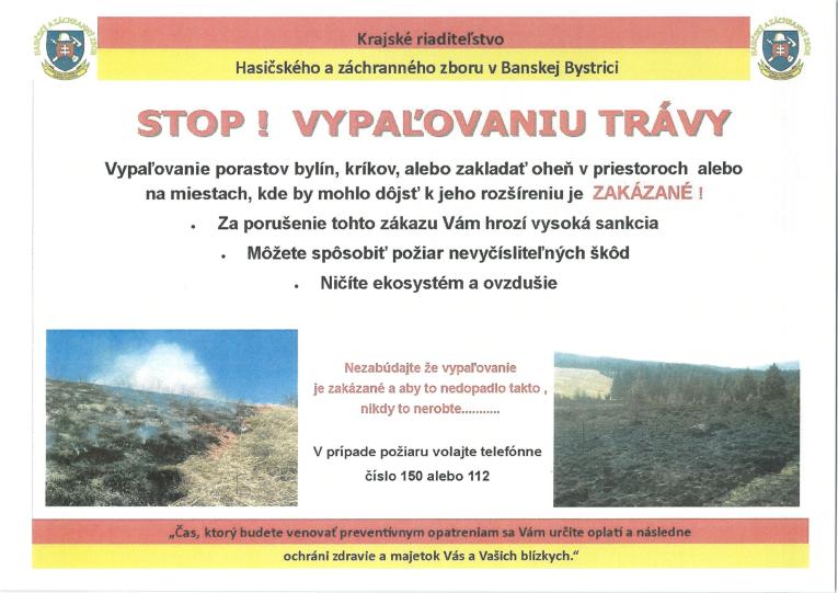 jarné vypaľovanie trávnatých porastov - plagát